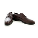 Тъмнокафяви официални мъжки обувки, естествена кожа перфорирана - елегантни обувки за целогодишно ползване N 100018161